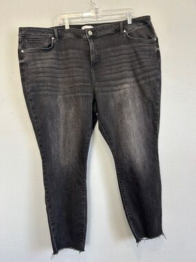 LC Lauren Conrad Black Washed Ankle Skinny Jeans 26W